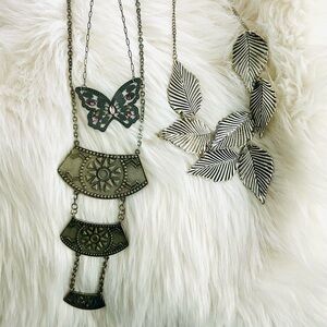 ‼️Two ‼️for $20 Necklace Bundle! Butterfly, Aztec and Leaf Pendant Necklaces